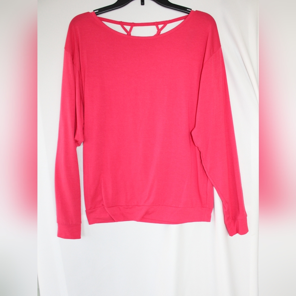 Modish One Dark Pink Sweatshirt with Open Lattice Back Size Small